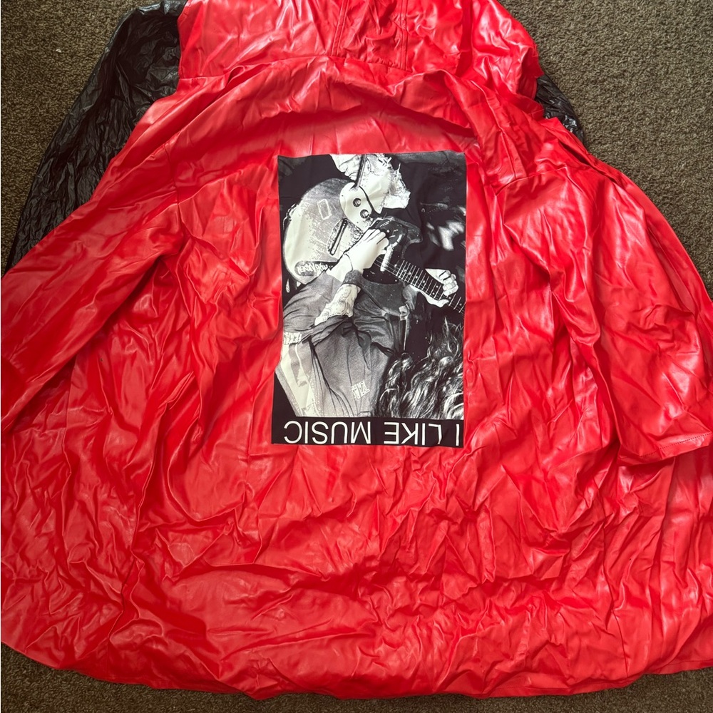 Red and Black Music Graphic rain Jacket